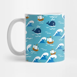 Move with the Sea Waves Pattern T-Shirt Mug